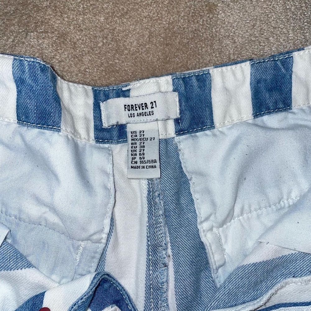 Blue and white stripe Jean shorts!